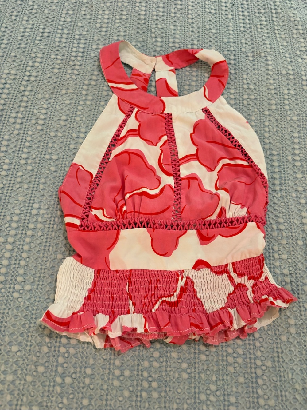 Reworked Anthropologie Abel the Label Pink & White Paloma Floral Halter Top XS